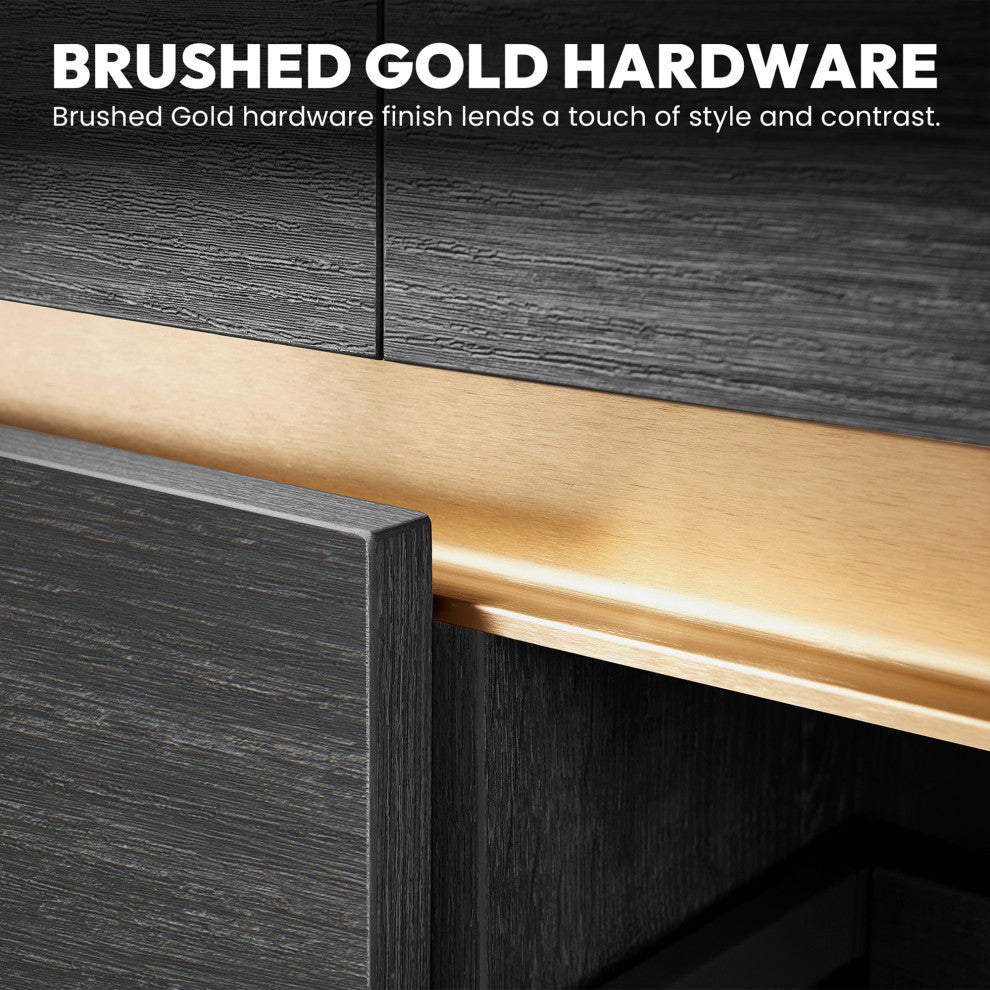 Huesca Bath Vanity, Integrated Sink Top, North American Black Oak, 24", Without Mirror