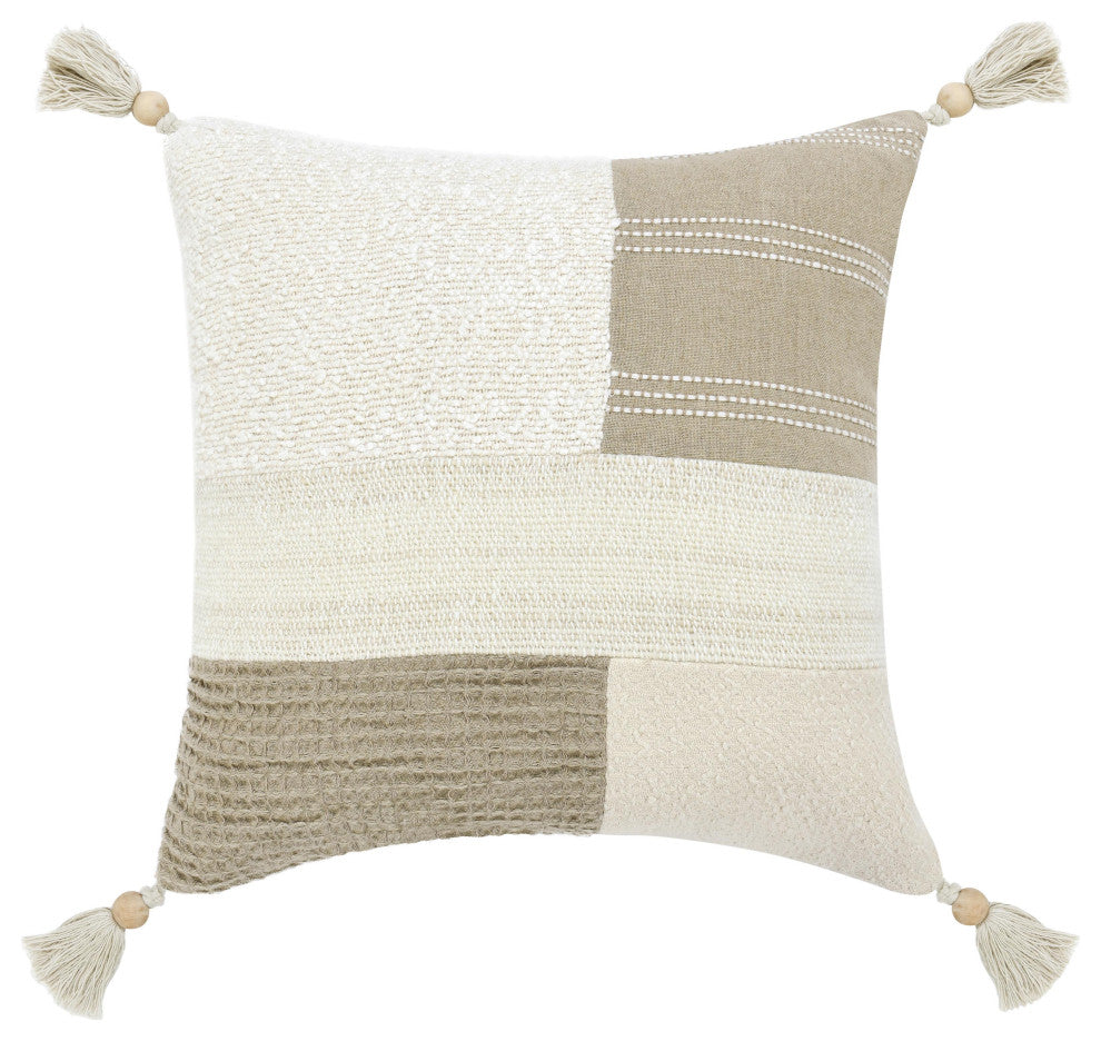 Yasa Cotton Blend Throw Pillow, Ivory by Kosas Home, 22x22