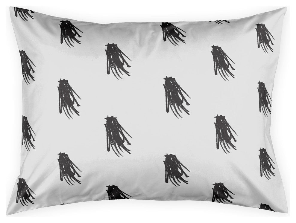 Black and White Tassel Print Standard Pillow Sham