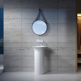 18" Polystone Free-Standing Bathroom Sink, Matte White, No Faucet