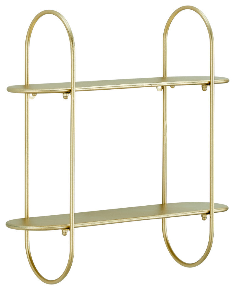 Danya B. Two-Tier Warm Gold Metal Hanging Bracket Wall Mounted Shelf
