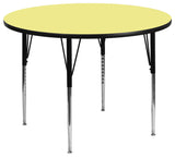 42' Round Yellow Thermal Laminate Activity Table - Standard Height Adj. Legs
