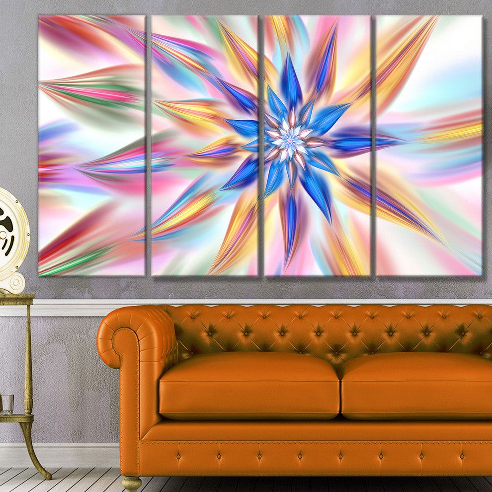 Exotic Dance of Multi Color Petals, Floral Canvas Art Print, 48"x28", 4 Panels