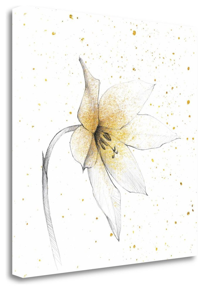 "Gilded Graphite Floral VIII" By Avery Tillmon, Giclee on Gallery Wrap Canvas