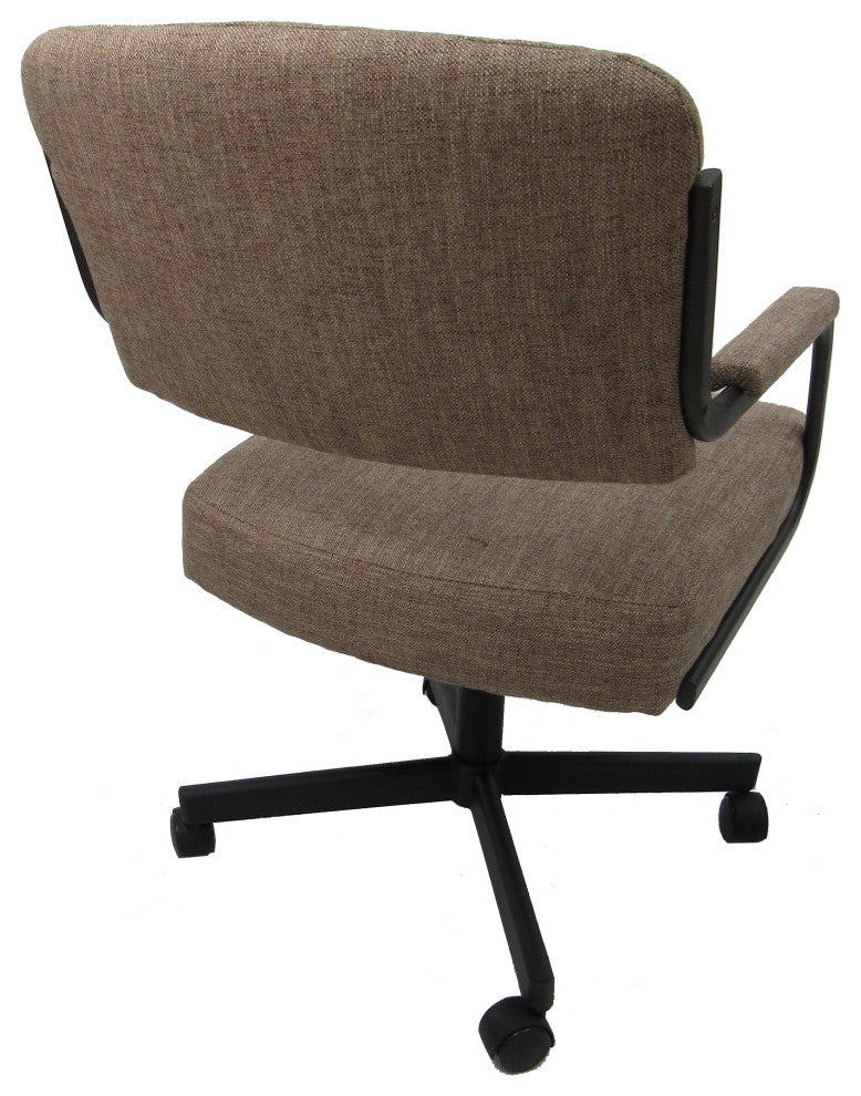 Set of 4, Swivel Metal Caster Dining Chairs M-110, Basin Beige on Brown