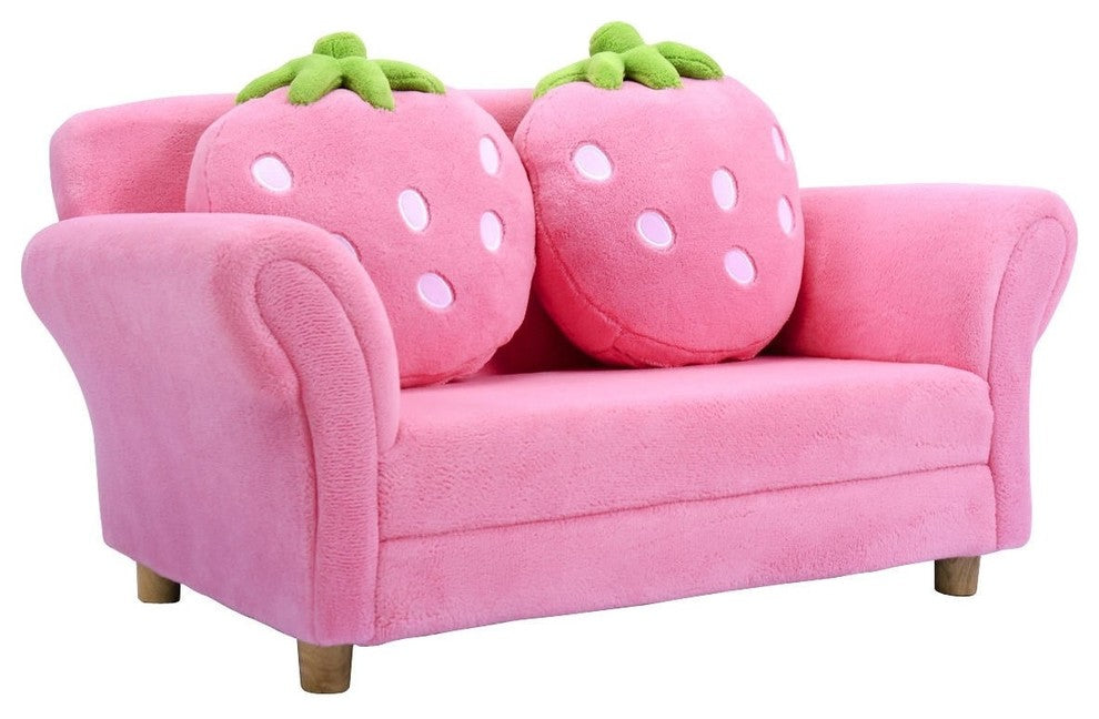 Modern Kids Strawberry Armrest Chair Sofa, Pink