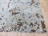 9'2x11'8 Handmade Soft Aqua Blue Modern Abstract Oriental Rug Wool