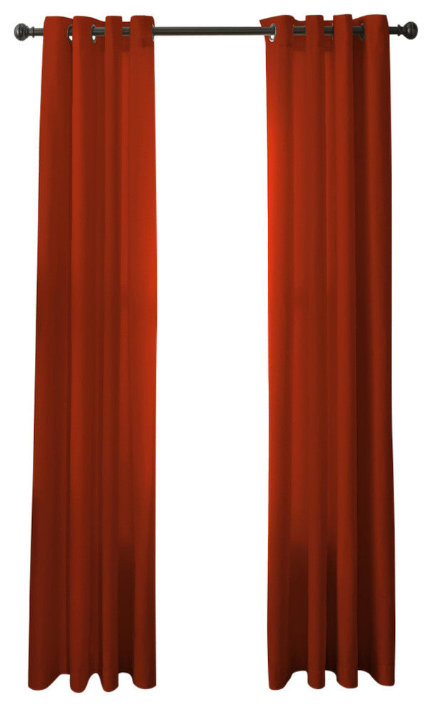 Pointehaven Curtains With Black Grommets, Set Of 2, Orange, 50"x 84"