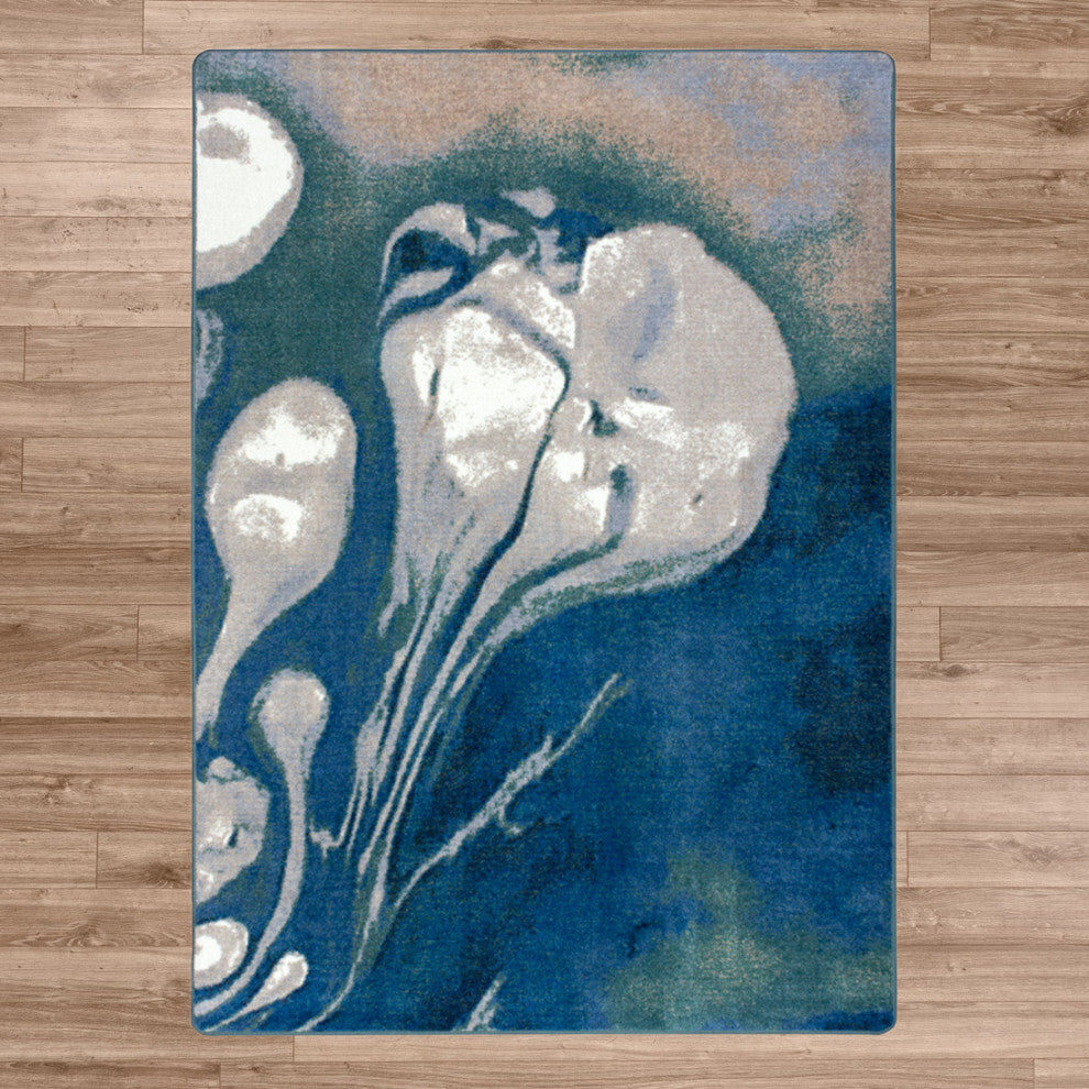 Abstract Jelly Fish, Blue, 8' Round