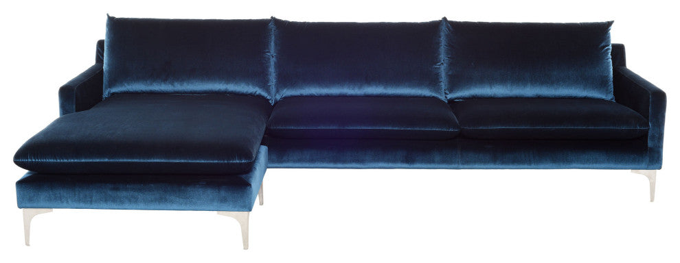 Anders Midnight Blue Fabric Triple Seat Sofa, HGSC376