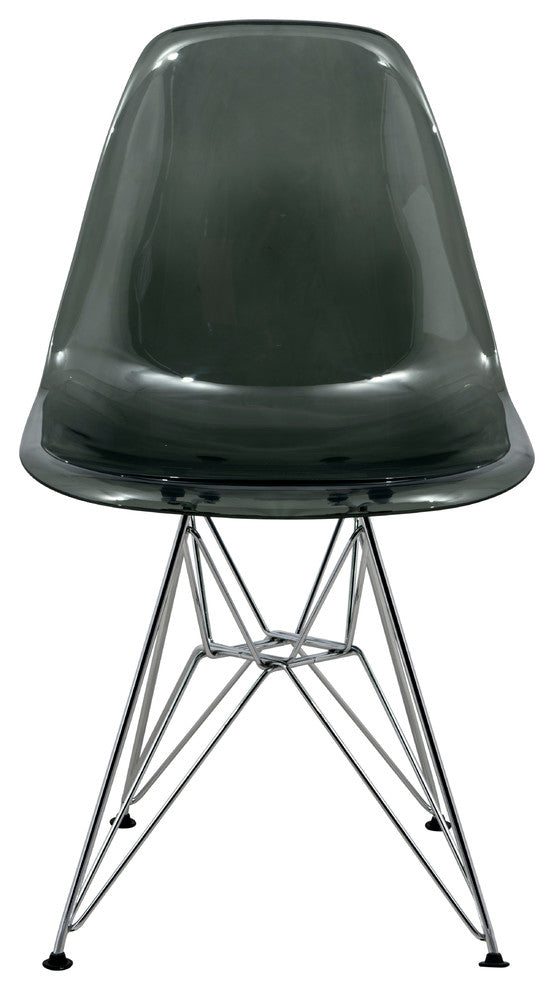 Cresco Acryclic Dining Side Chairs with Eiffel Legs Set of 2, Transparent Black