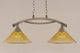 Bow 2 Light Island Light In Brushed Nickel, 12" Gold Champagne Crystal Glass