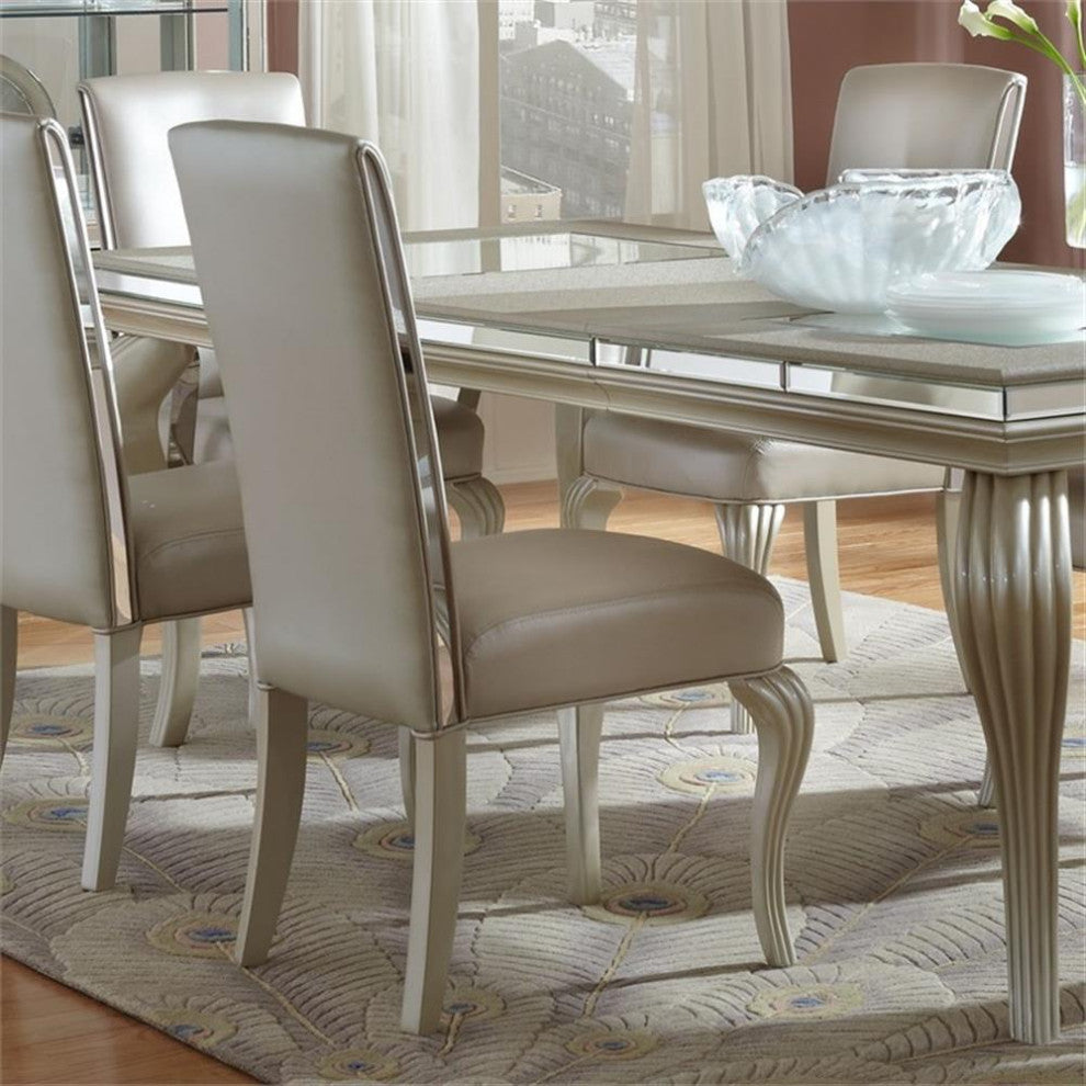 Michael Amini Hollywood Loft Dining Side Chair in Frost Ivory (Set of 2)