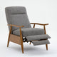 Terni Wood Arm Push Back Recliner, Performance Fabric, Ashen Gray