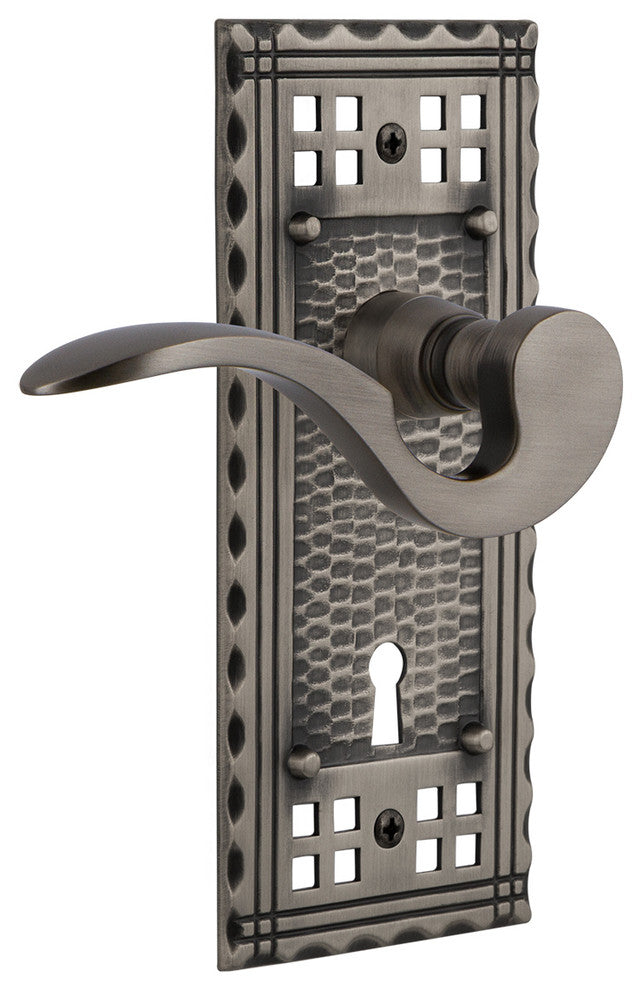 Craftsman Plate With Keyhole Manor Lever, Antique Pewter, Passage, Non-Handed