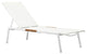 Benzara BM287797 Chaise Lounger, White Aluminum Frames, Teak Accent, 2-Piece Set