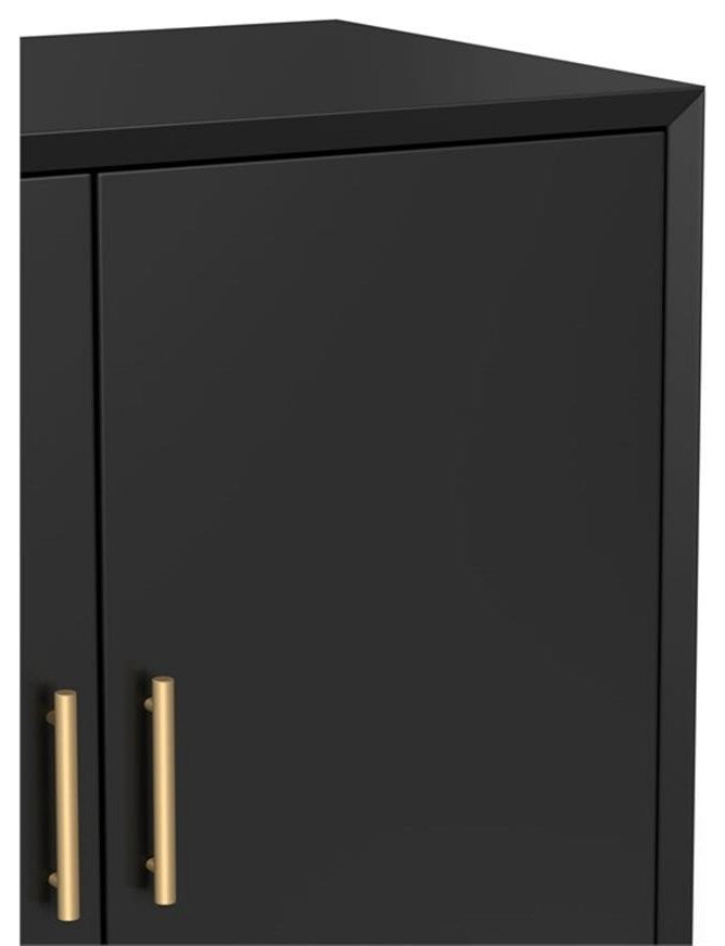 Alpine Furniture Flynn Small Wood Bar Cabinet in Black