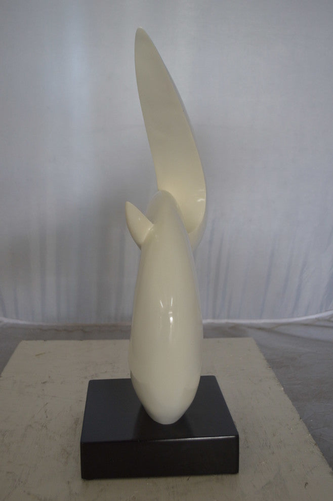 Modern Art White Boomerang Statue made of Resin -  Size: 13"L x 8"W x 23"H.