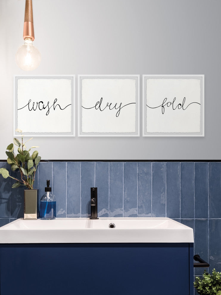 Cursive Laundry Triptych, 3-Piece Set, 12x12 Panels