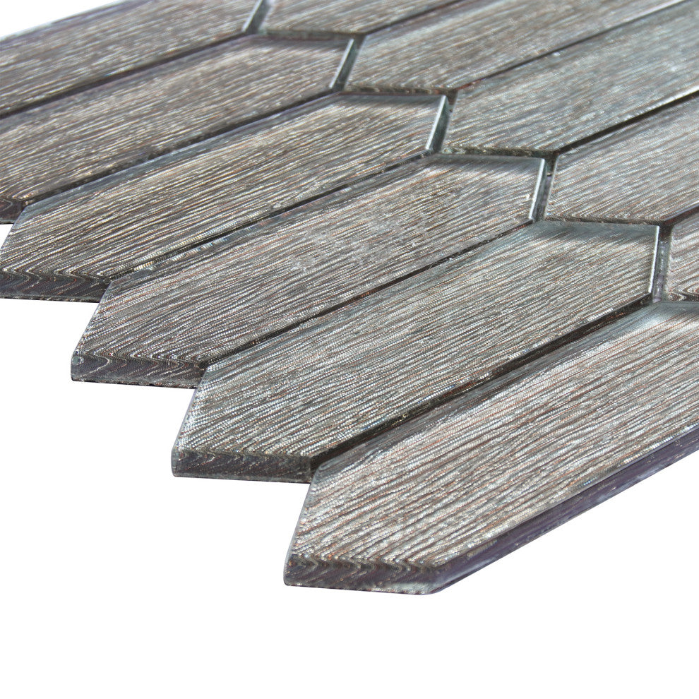 Windey 10.9"x11.3" Hexagon Laminated Glass Mosaic Wall Tile, Brown, Sample