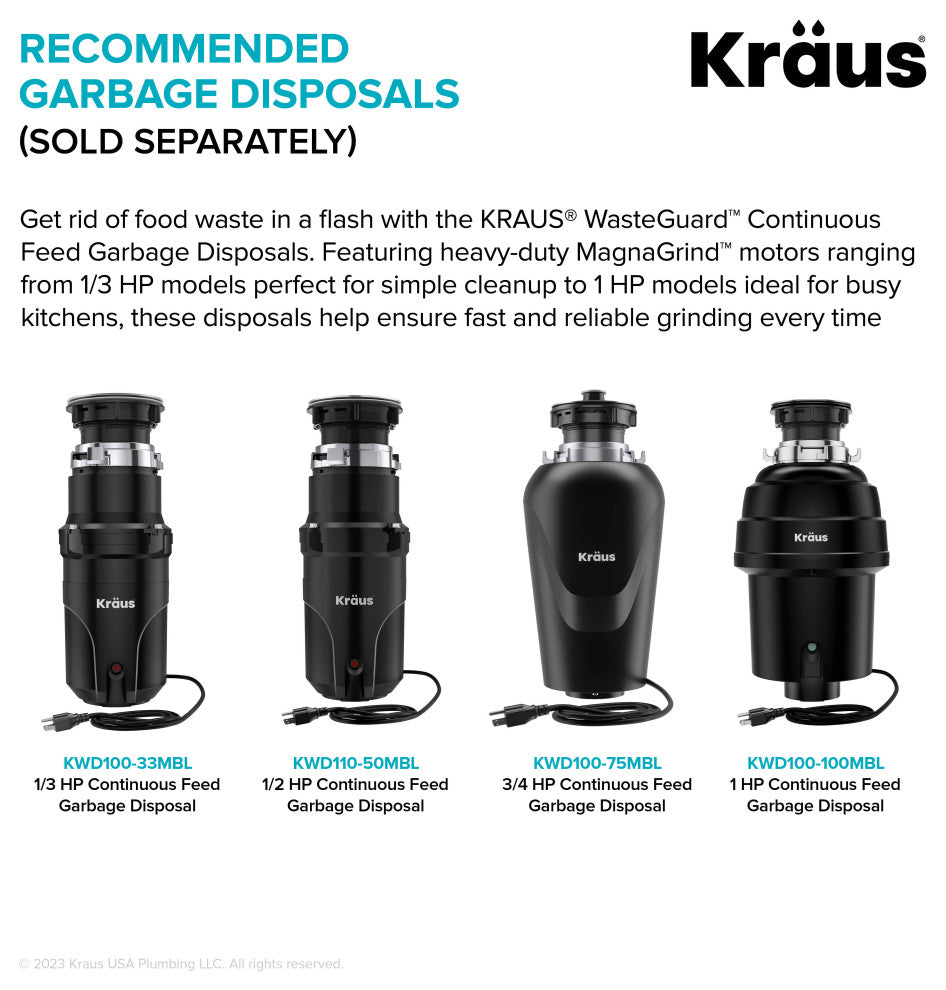 KRAUS Garbage Disposal Air Switch Kit 2 Flat Push Buttons SFS & BB, Kwda-200bb