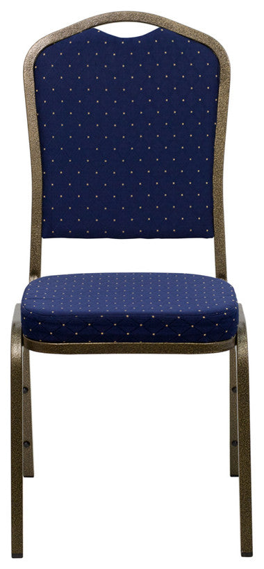 Crown Back Stacking Banquet Chair in Navy Blue Dot Patterned Fabric