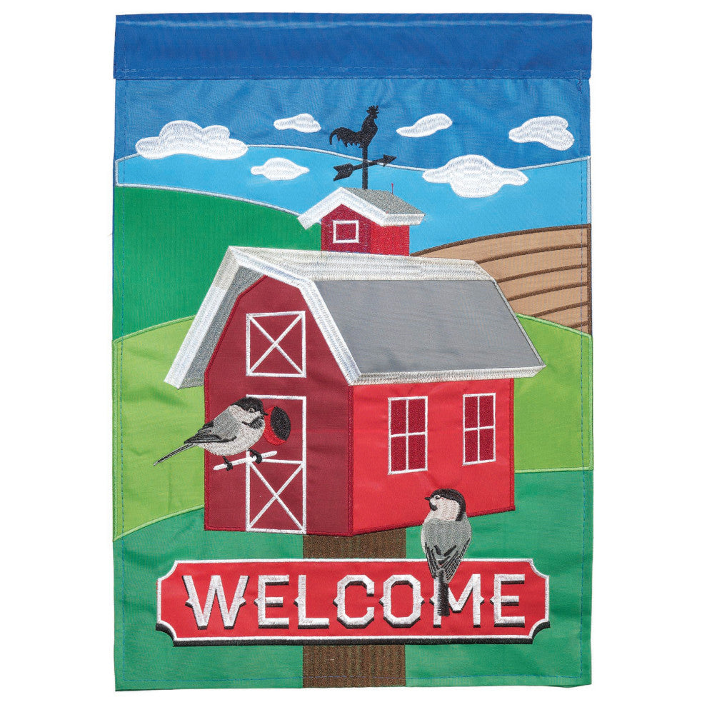 Flag Barn Birdhouse Welcome 29x42