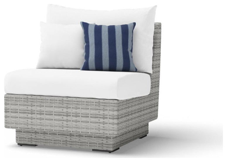 Cannes 6 Piece Aluminum Outdoor Patio Sectional and Table Set, Centered Ink