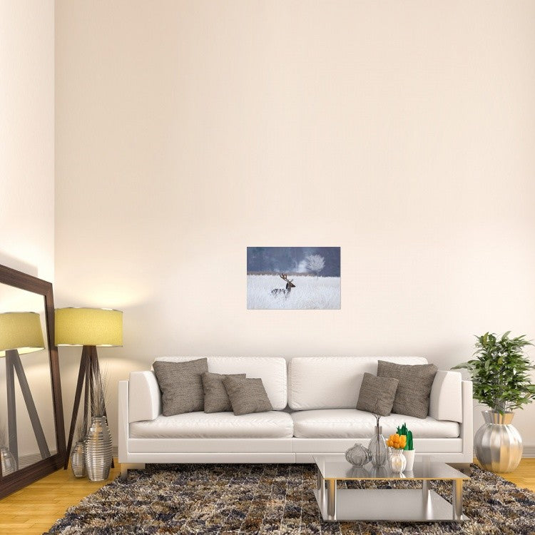 "Fallow Deer In The Frozen Winter Landscape" Canvas by Allan Wallberg, 30x20"