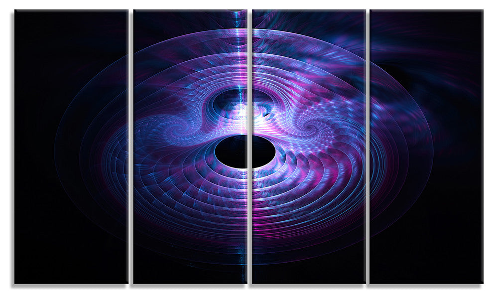 Bright Blue Magical Lights, Abstract Art on Canvas, 48"x28", 4 Panels