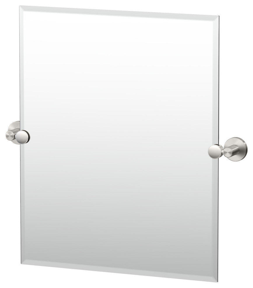 Reveal Frameless Rectangle Mirror, Satin Nickel, 24"