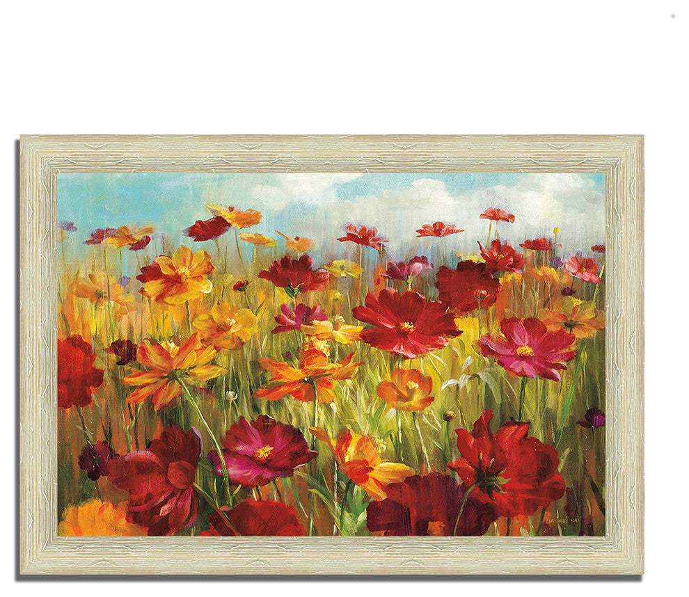 "Cosmos In The Field" By Danhui Nai, Framed Painting Print, Ready To Hang