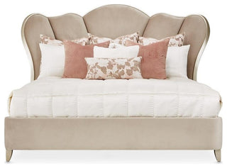 Michael Amini Villa Cherie Cal. King Channel Tufted Velvet Bed in Hazelnut Brown