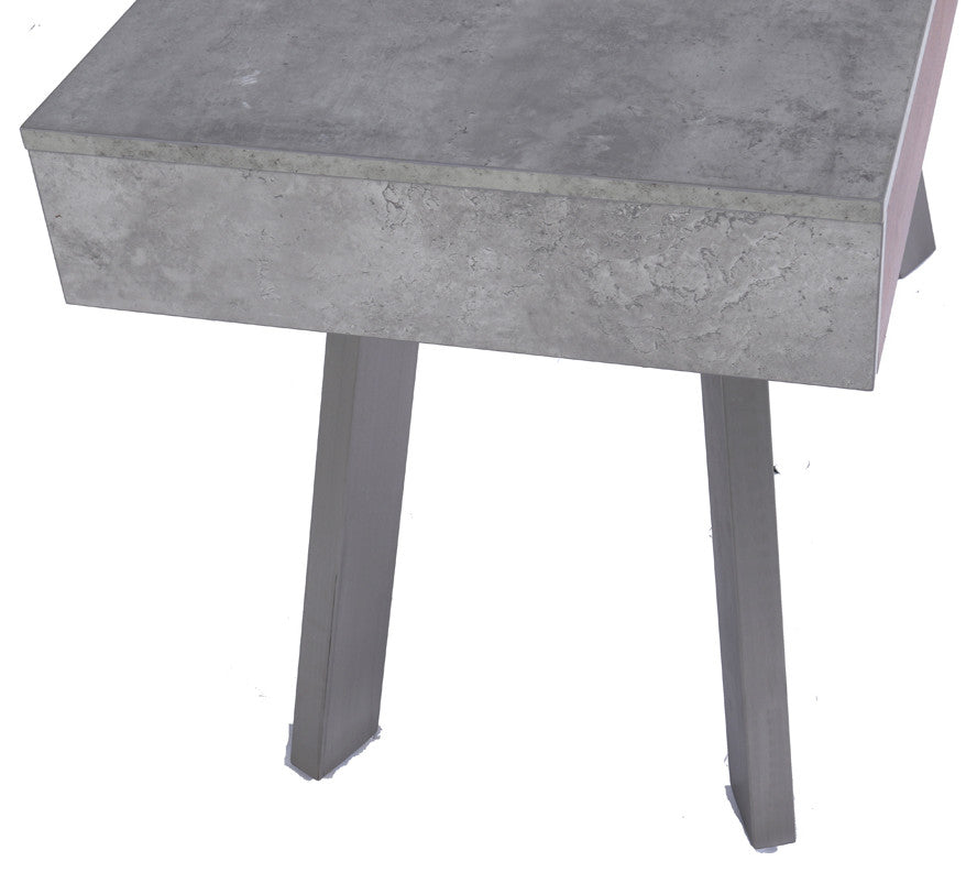 HomeRoots 30" Walnut Veneer Metal and Concrete Desk