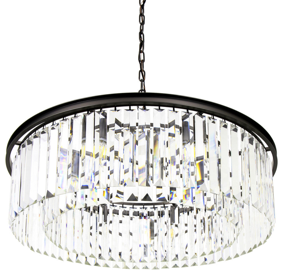 Polaris 8-Light Prism Crystal Chandelier, Black