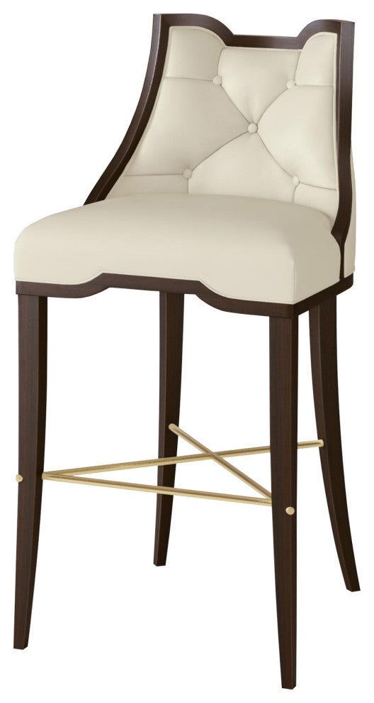 Logan Bar Stool, Walnut, Milk Leather