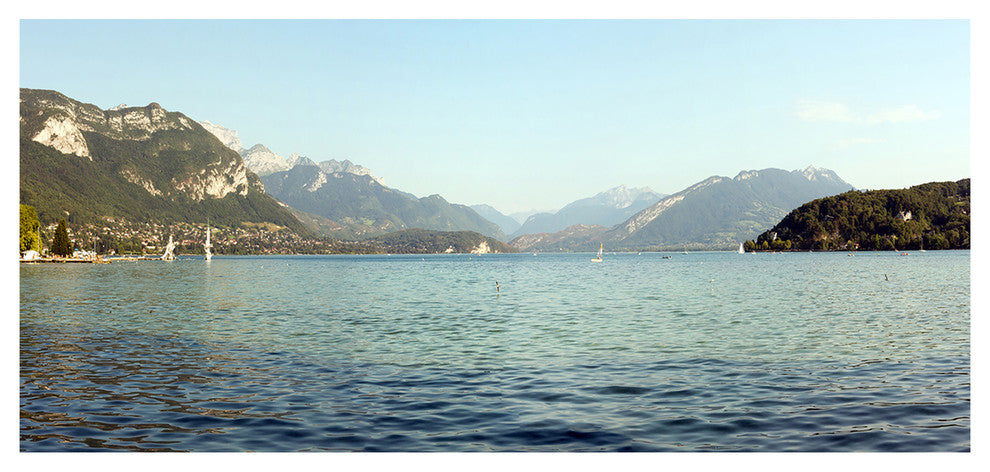 Annecy Lake France Panorama, Landscape Canvas Art Print, 60"x28"