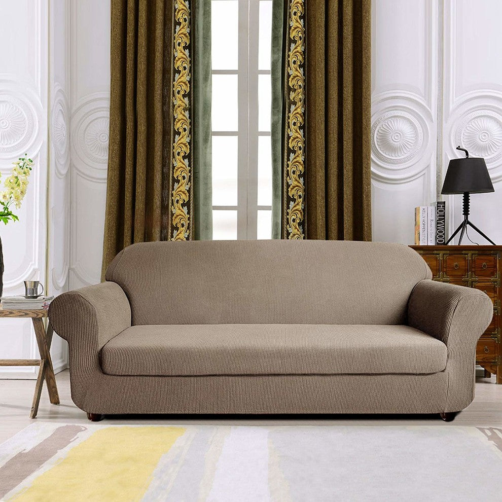 Subrtex 2-Piece Spandex Stretch Sofa Slipcover, Sand, Sofa