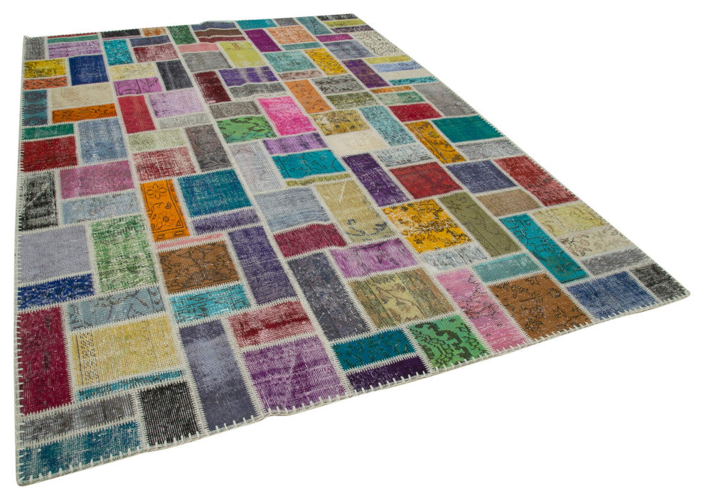 Rug N Carpet - Hand-Knotted Turkish 6' 11" x 9' 9" Unique Patchwork Area Rug