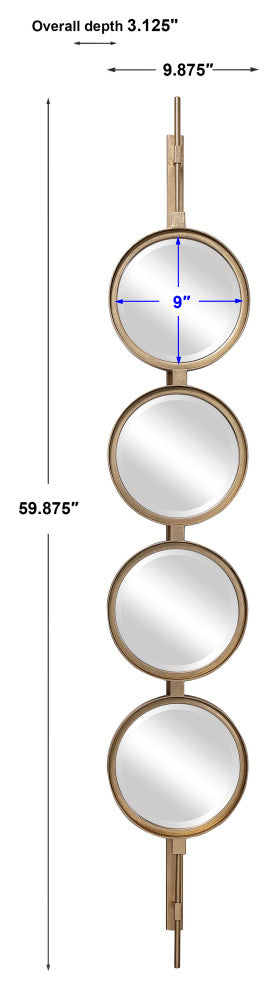 Uttermost Button Contemporary Iron Metal Mirror in Gold Finish