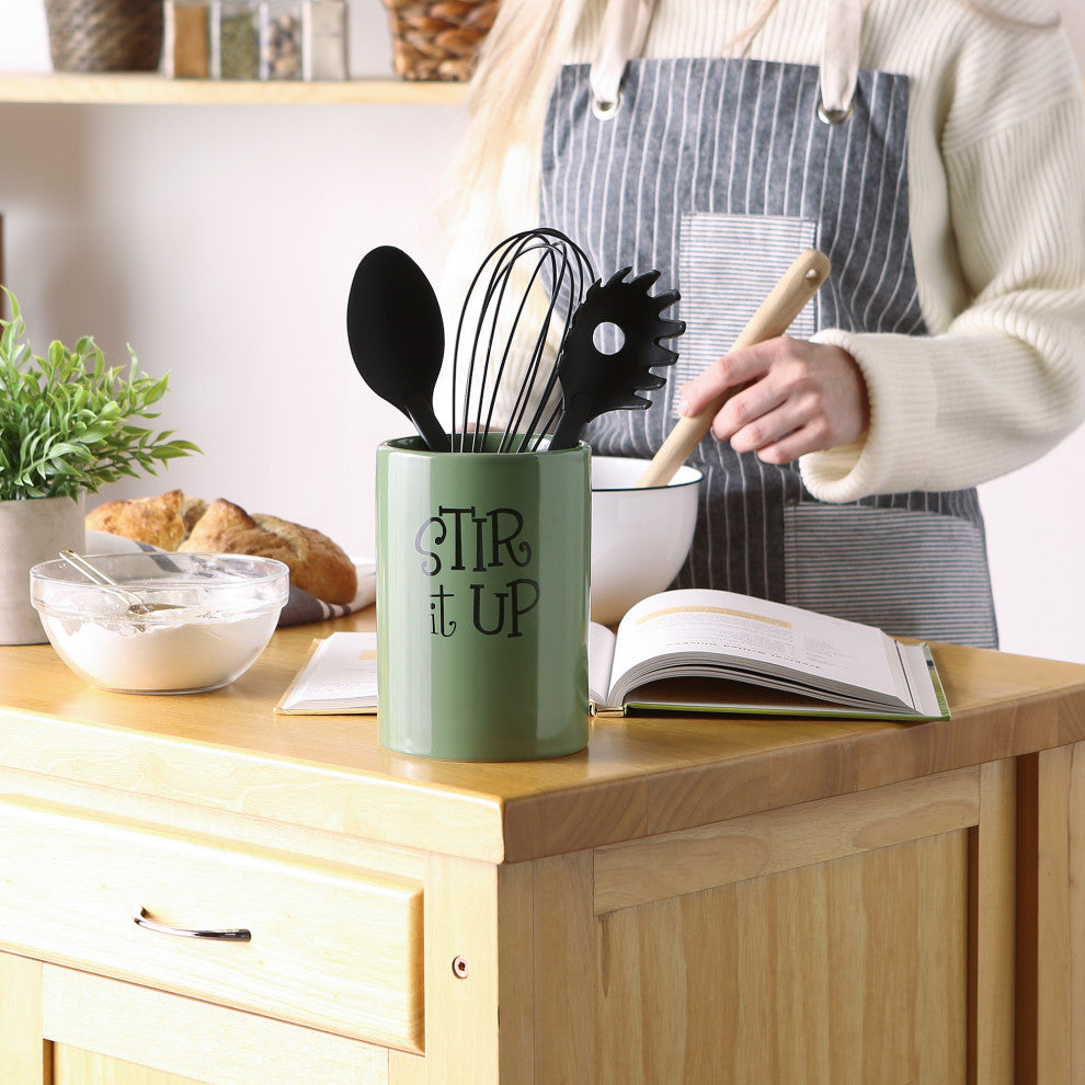 DII Artichoke Green Stir It Up Ceramic Utensil Holder