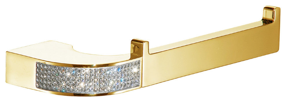 Cecilia Luxury Gold toilet paper holder with clear Swarovski crystals