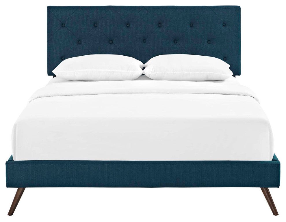 Modway Tarah" Queen Platform Bed With Round Splayed Legs, Azure