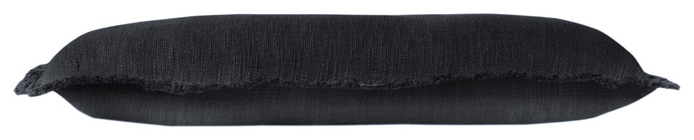 Ox Bay Handwoven Black Distressed Organic Cotton Pillow Cover, 14"x36"