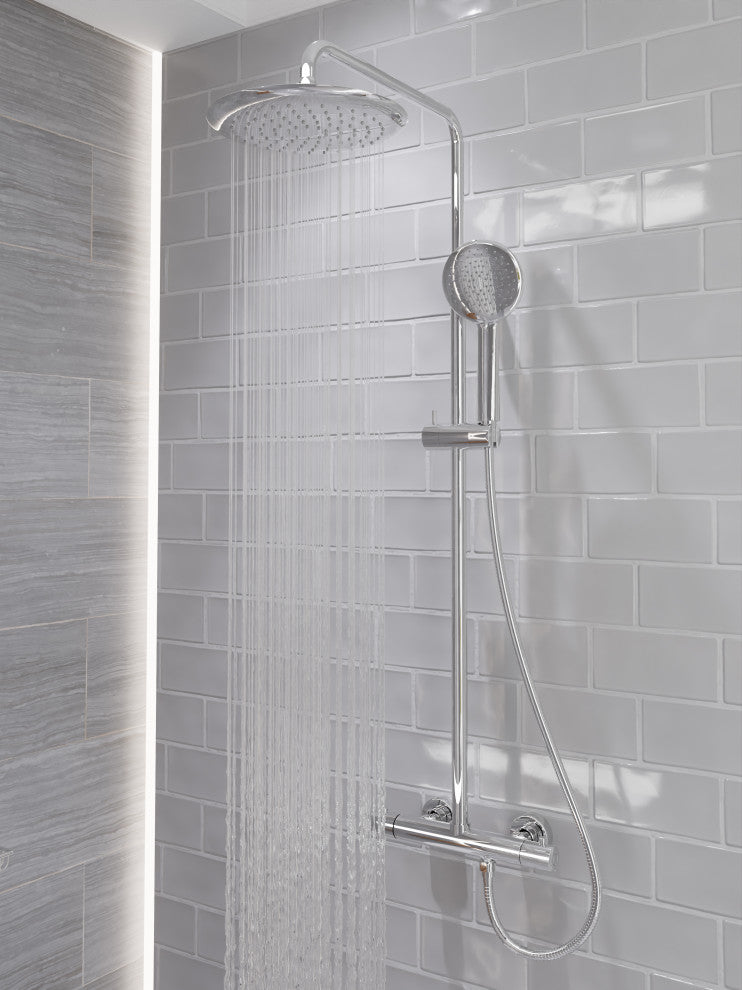 Heavy Rainfall Stainless Steel Shower Bar with Hand Sprayer, Polished Chrome