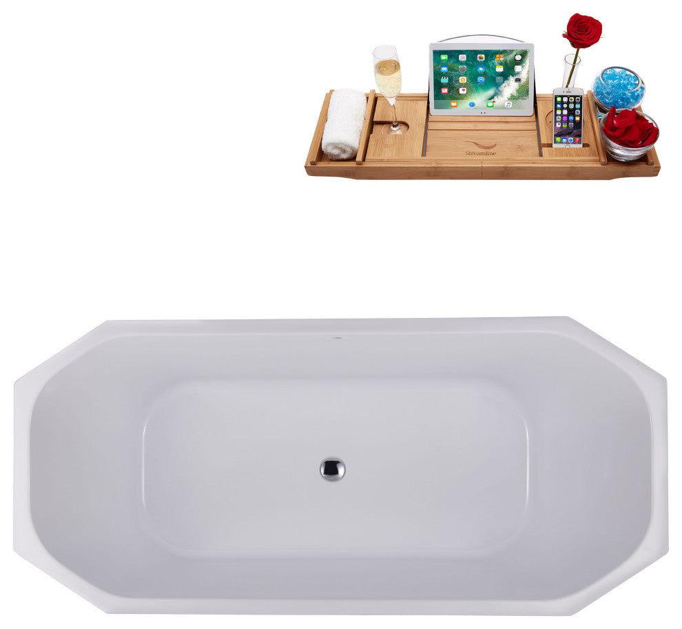 63" Streamline N634CH Freestanding Tub and Tray With Internal Drain