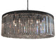 12 Light Round Clear Glass Fringe Crystal Prism Chandelier, Smoke Glass