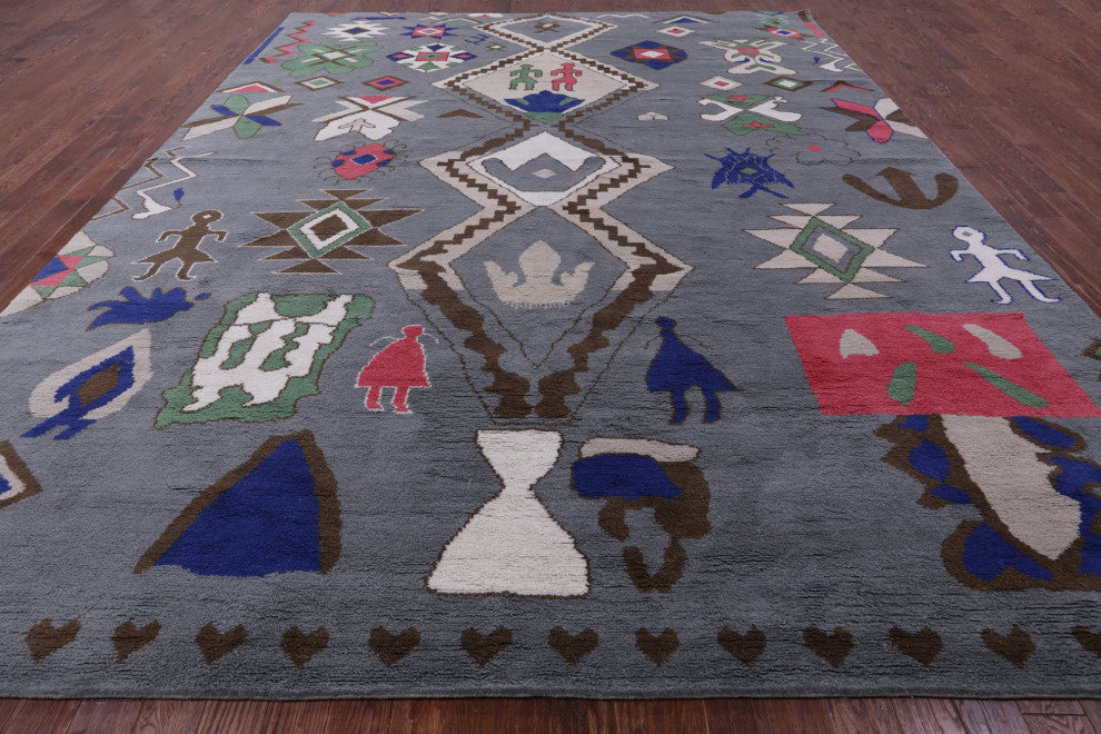 12' 3" X 14' 11" Moroccan Handmade Wool Rug - Q13114