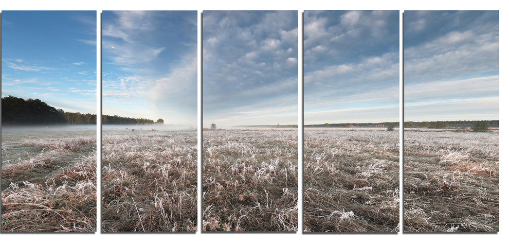 "Autumn Hoarfrost on Grass" Landscape Print Wall Artwork, 5 Panels, 60"x28"