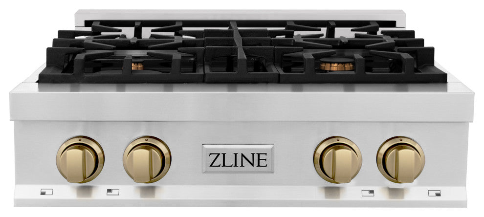 ZLINE 30" Rangetop, Stainless Steel With Champagne Bronze Accents, RTZ-30-CB
